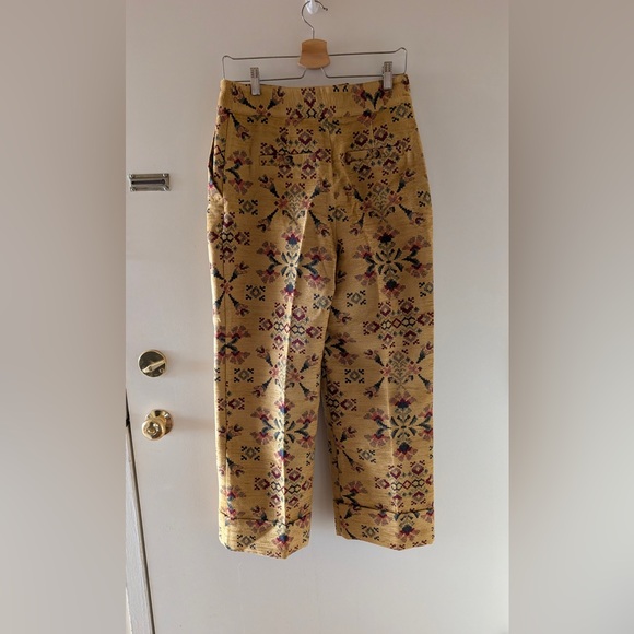 Sezane NWT Rare Floral Damon Ankle Trousers in Jacquard Sun (Yellow); Size 6. - Picture 7 of 8